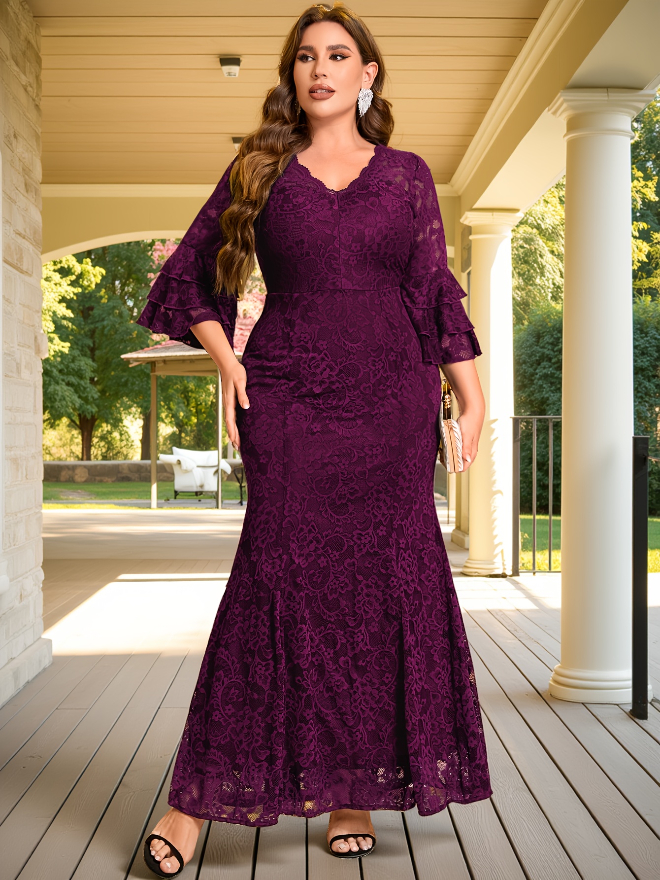 knee length dresses for ladies White Long Sleevess Plus Size Mermaid Belt Wedding Dresses main image 1