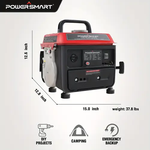 1200w 2 portable generator 39 lbs 50cc gas powered outlet emergency backup for camping diy power outages ps50