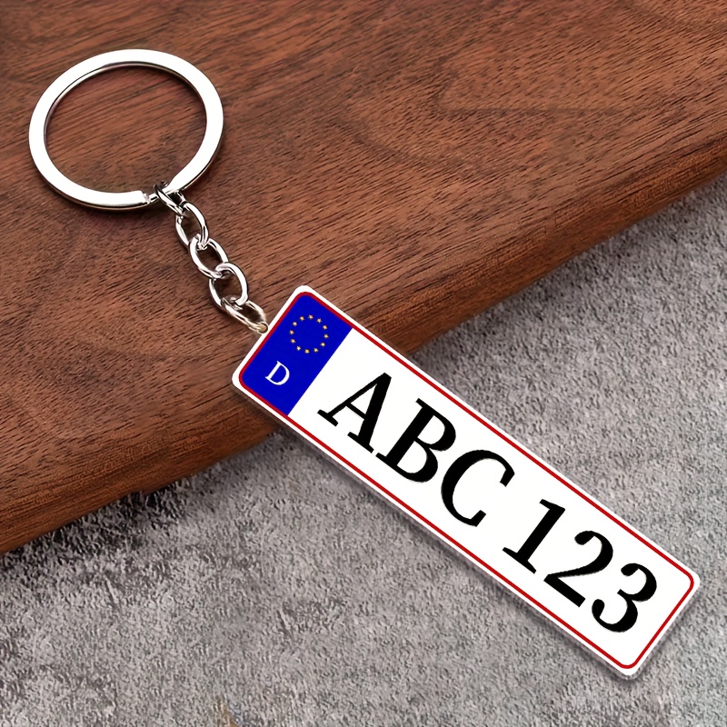E-shop [2D Flat] [2D Flat] ., Anpassbarer Acryl-Schlüsselanhänger, Vintage Europäischer Kennzeichen-Stil, Personalisierter Schlüsselanhänger, Geeignet