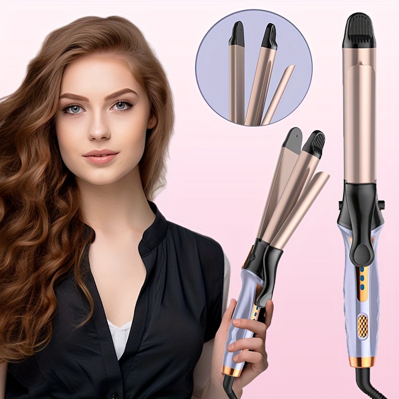 

2-in-1 Straight Curling Iron, Ceramic 4-inch Curling Iron, 4-inch Barrel Shape Firm And -degree At The Tail For Medium-long, Long-, Well-