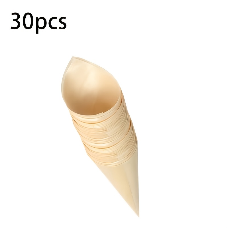 30pcs Disposable Wooden Food Cones, Used To Create Appetizer Cups, Popcorn Bags, Cups, And Candy Bags.disposable Ice Cream Cone Buffet Packaging Container Roll Dessert Cone Fruit Snack Cone