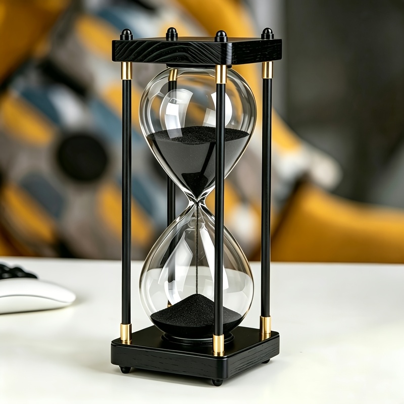 TEMU Vintage 60-minute Hourglass Timer Standing Clock Decor Wooden Kitchen Timer Decorative Glass Hourglass - Ideal For Studying And Cooking - Home