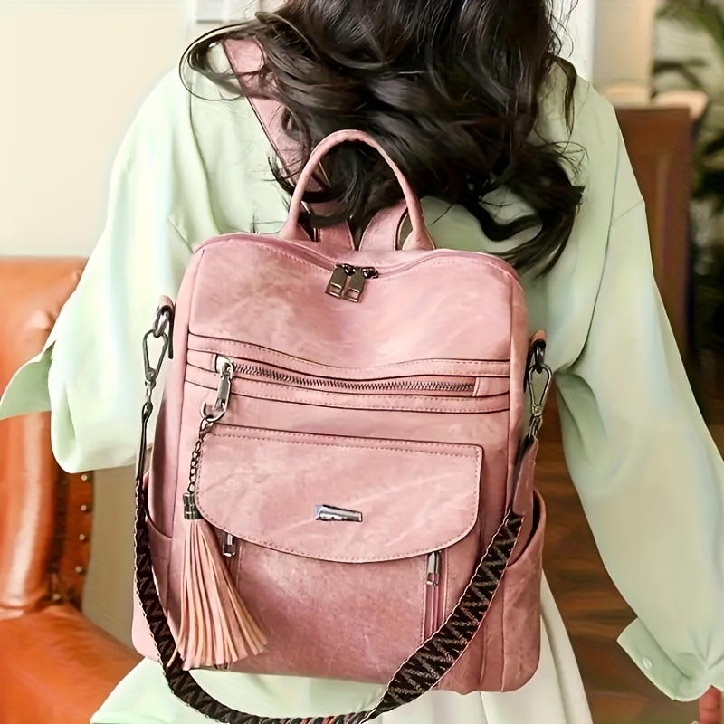 womens stylish backpack adjustable straps multiple zippered  display picture 1