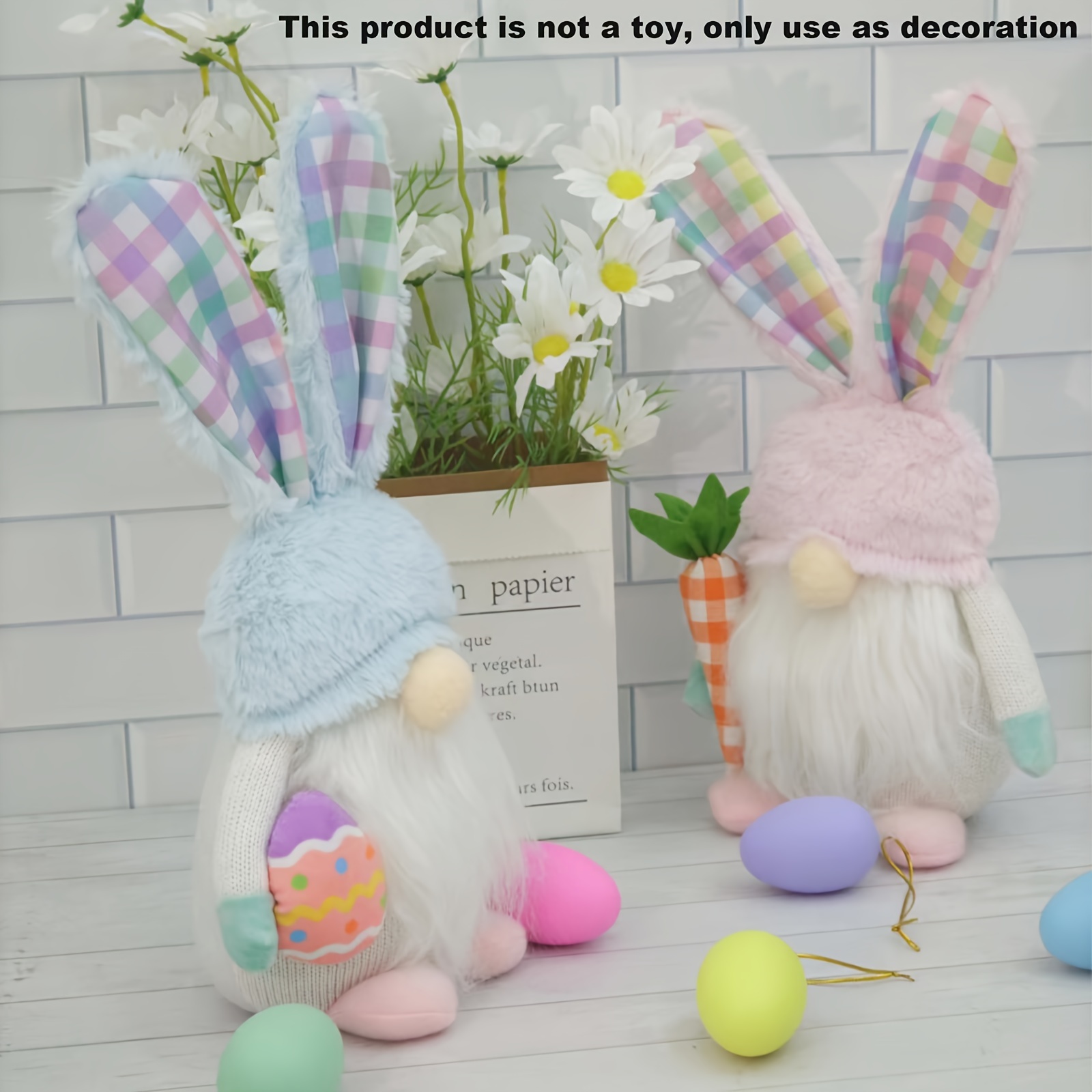 2pcs Easter Decorations,Handmade Gnome Faceless Plush Doll,Easter Gifts for Kids/Women/Men,Easter Decorations Ornaments for The Home (2pc Easter)