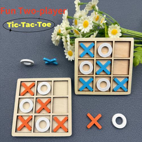a wooden two player desktop interactive xo tic tac toe game for training and concentration development a family gathering and party tabletop board game suitable for christmas easter and halloween a perfect