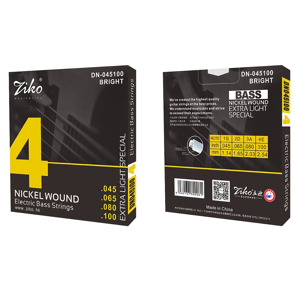 TEMU 4-string Guitar Strings, Nickel-plated High-carbon Steel Hex Alloy, String Length 1200mm