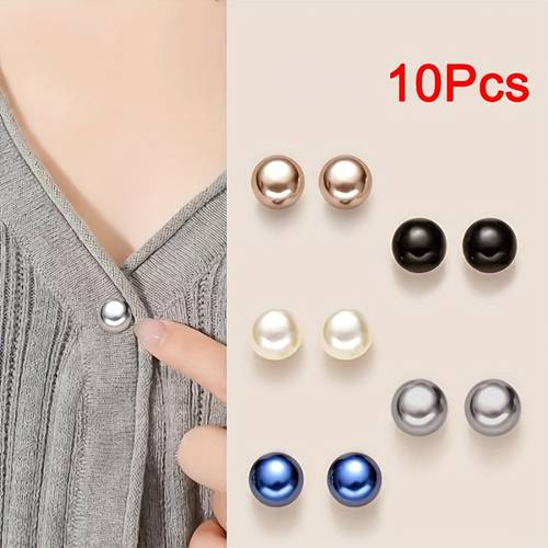 10pcs pearl like plastic snap buttons no sew adjustable clasps glossy spherical dark blue black white beige decorative fasteners for shirts dresses jackets blouses durable 10pcs bling buttons for clothes buttons for