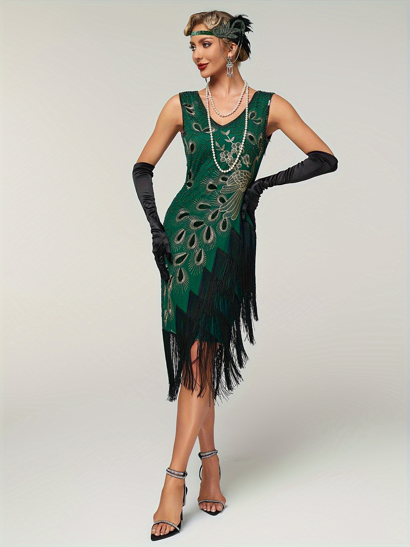 vintage 1920s style flapper dress mother bride v neck Temu