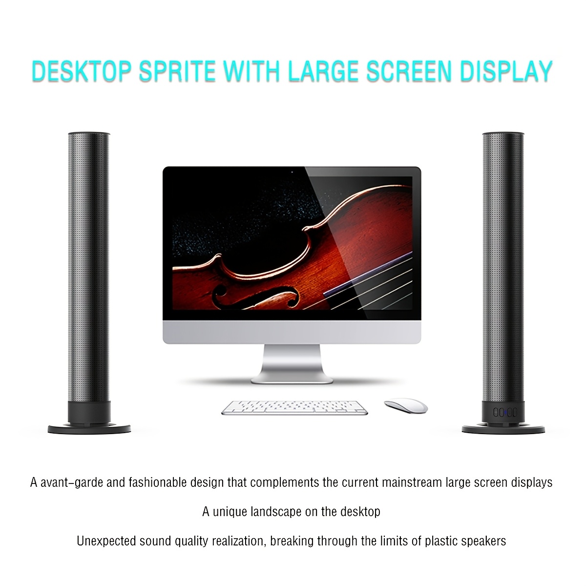 Stereo Bar Speaker for Smart TVs, 2-in-1 Wireless Subwoofer Speakers