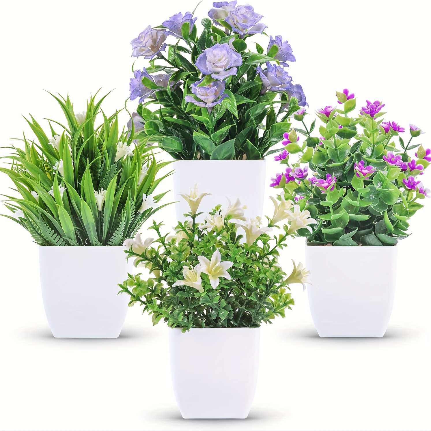 

2/4pcs Simulated Plant Small Potted Plant Artificial Greenery Artificial Flowers Room Decoration