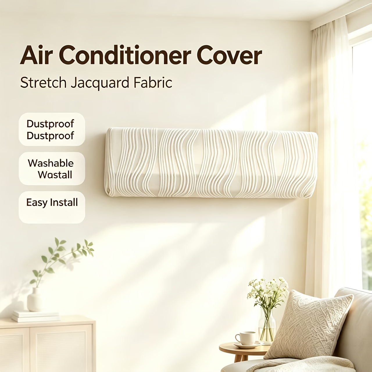 TEMU universal para aire acondicionado, 1 pieza, protector de polvo elástico y elongable de cobertura total para unidades de CA de pared