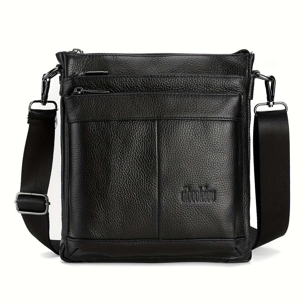 Image of Men's Large Capacity Fashion Genuine Leather Crossbody Bag - Multifunctional Shoulder Bag With Photography Accessory Storage, Briefcase Style - Ideal For Daily Use And Business Travel