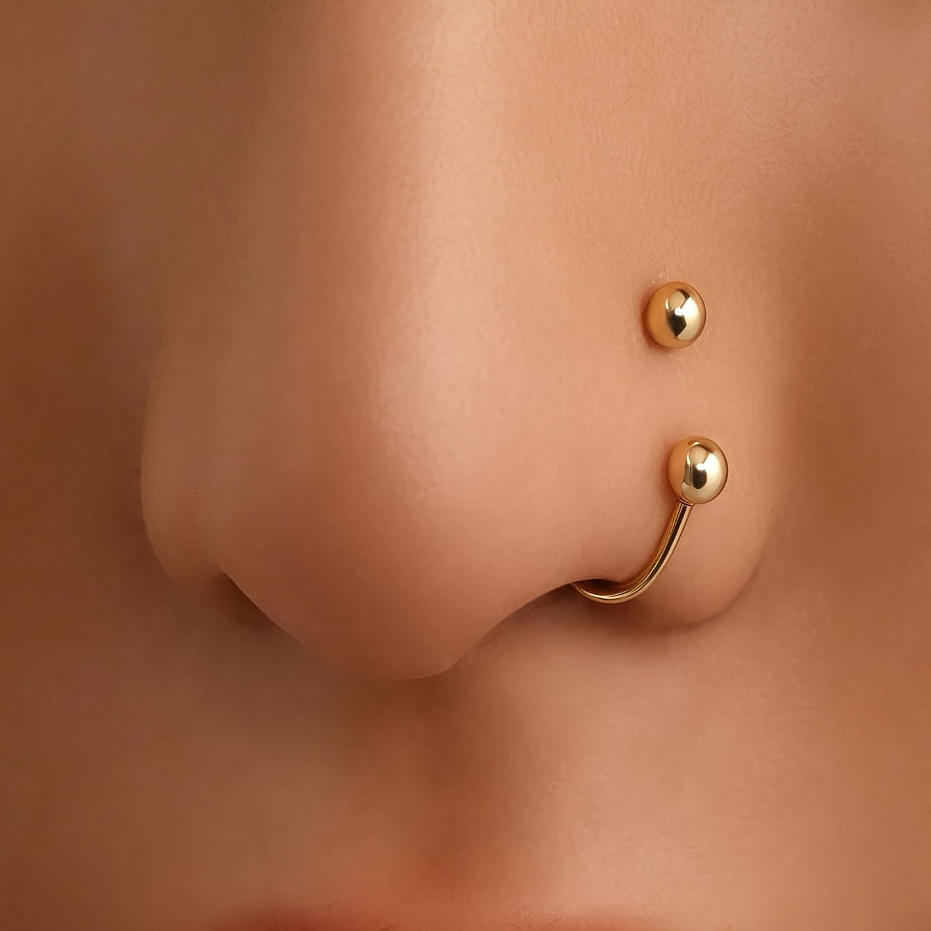 TEMU 1pc Double Bille de U en Acier Inoxydable 316 Bague de Nez Bague de Nez Bague de Lèvre Boucle d'Oreille Bijou d'Oreille