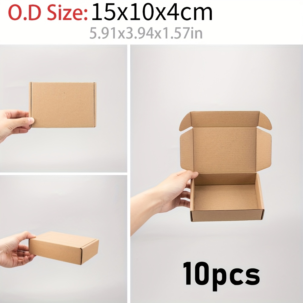 TEMU 10pcs/20pcs 15X10X4Cm Blanc, Marron, Couleur Naturelle Mini Boîtes d'Emballage, Boîtes en Papier Vides, Boîtes d'Expédition, Cartons Postaux,