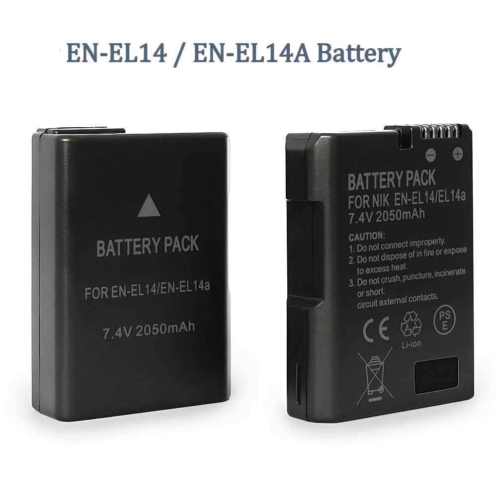 

Batterie rechargeable EDEKOY EN-EL14/EL14A pour appareils photo DSLR, 7.4V 2050mAh, compatible avec D3100 D5100 P7100 P7700 P7800, remplacement de