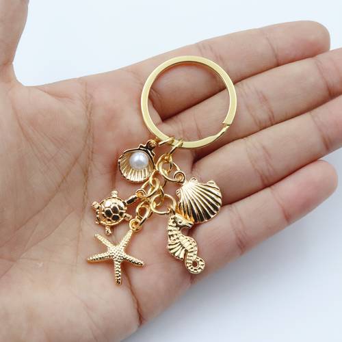 1pc seahorse turtle shell charm keychain animal pendant friendship ornament gift bag pendant for men and women