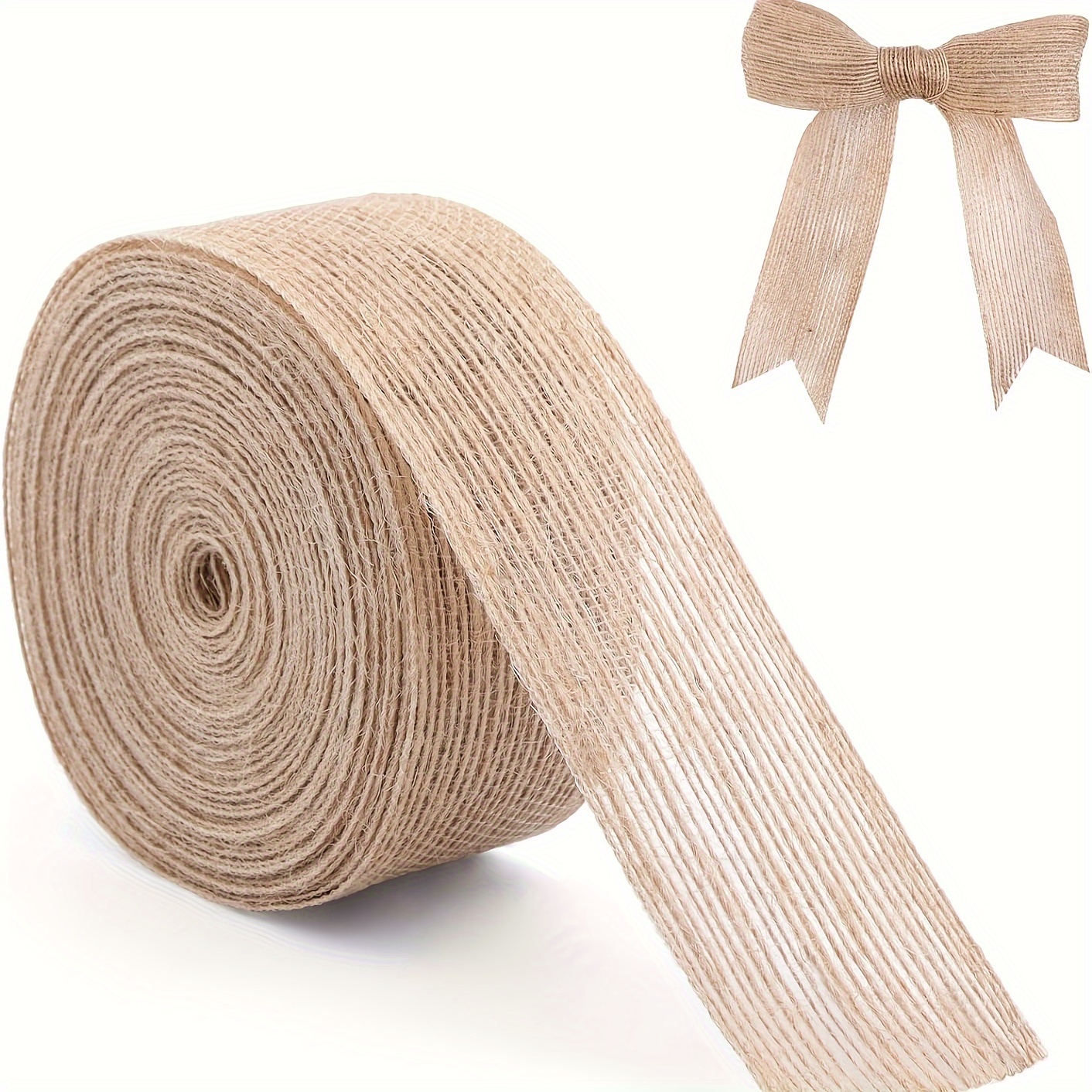 

Natural Burlap Ribbon Roll - 5cm Wide X 10m Length - Rustic Linen Jute Ribbon For Diy Crafts, Party Decor, Bows, And Christmas Gift Wrapping