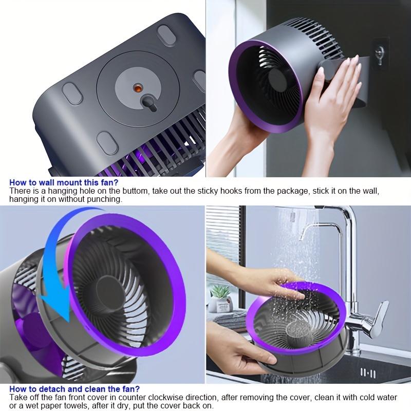 1  functional large wind volume rotating new fan suitable for   room desk office desk washroom outdoor camping and other multi scene use details 0