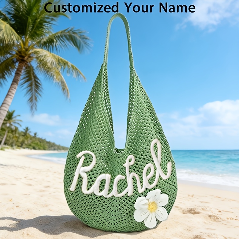 TEMU Borsa Personalizzata con il Tuo Borsa da Spalla Stile al Mare Borsa ed Estate Borsa Tote Borsa Intrecciata Portatile Grande Capacit� Multicolore