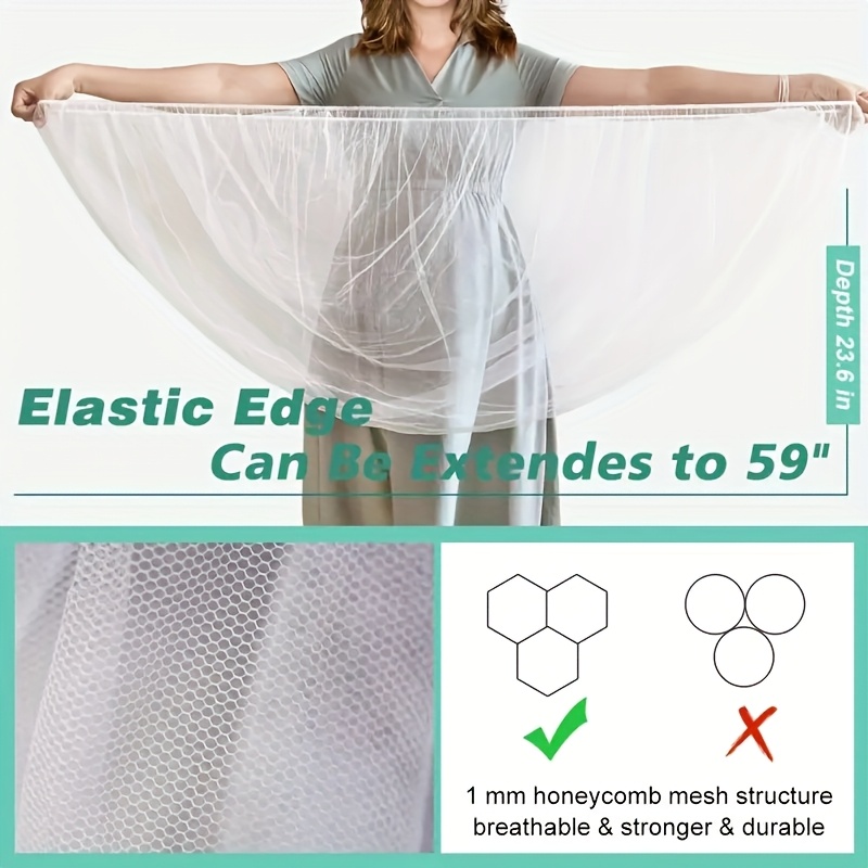 Durable White Baby Carriage Mosquito Net - Breathable Polyester Mesh for Strollers, Bassinets & Portable Cribs - Perfect for Outdoor Use with Kids
