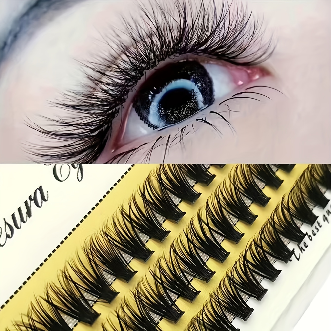 

40d Curly Diy Eyelashes, Natural Eyelashes, 3 Row Set Of 60 Clusters, Thick Style, With Flower Hair