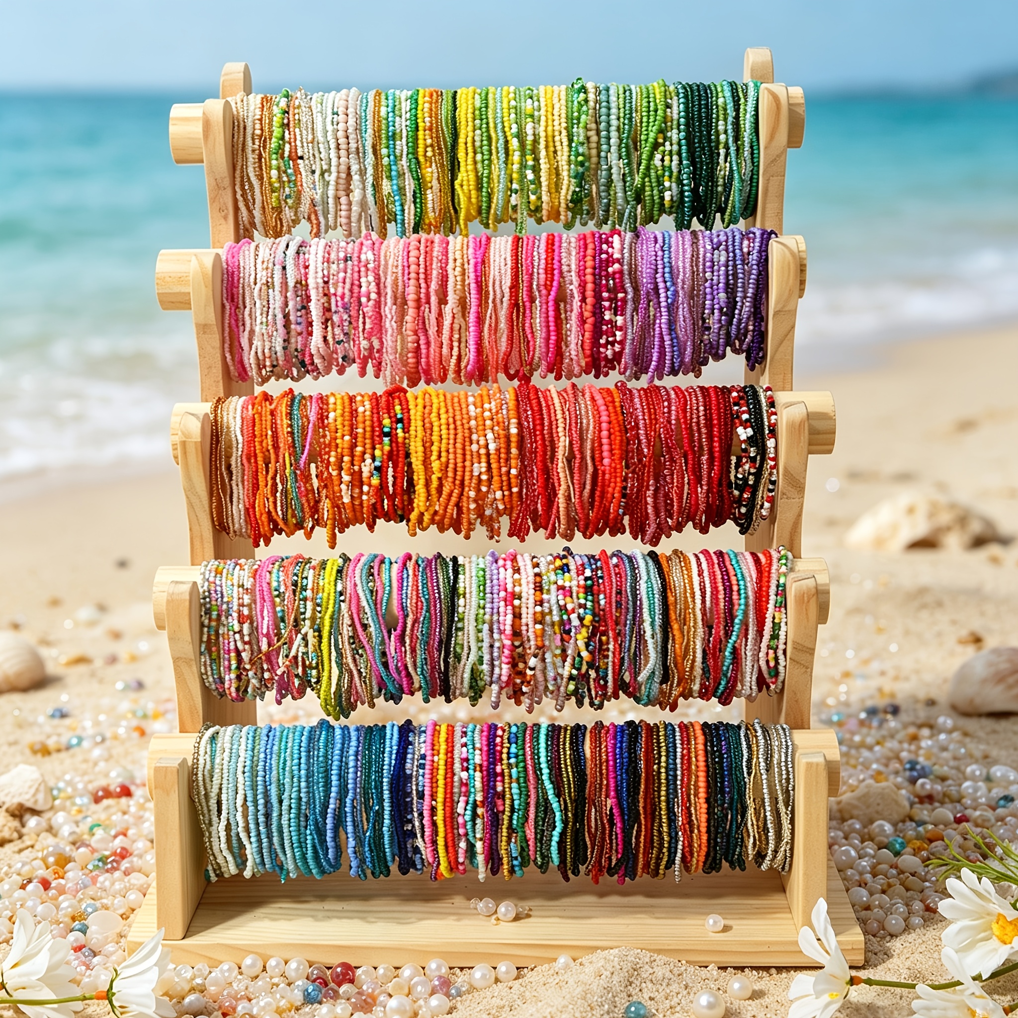 60pcs Handmade Bead Colored Bracelets, Random Styles