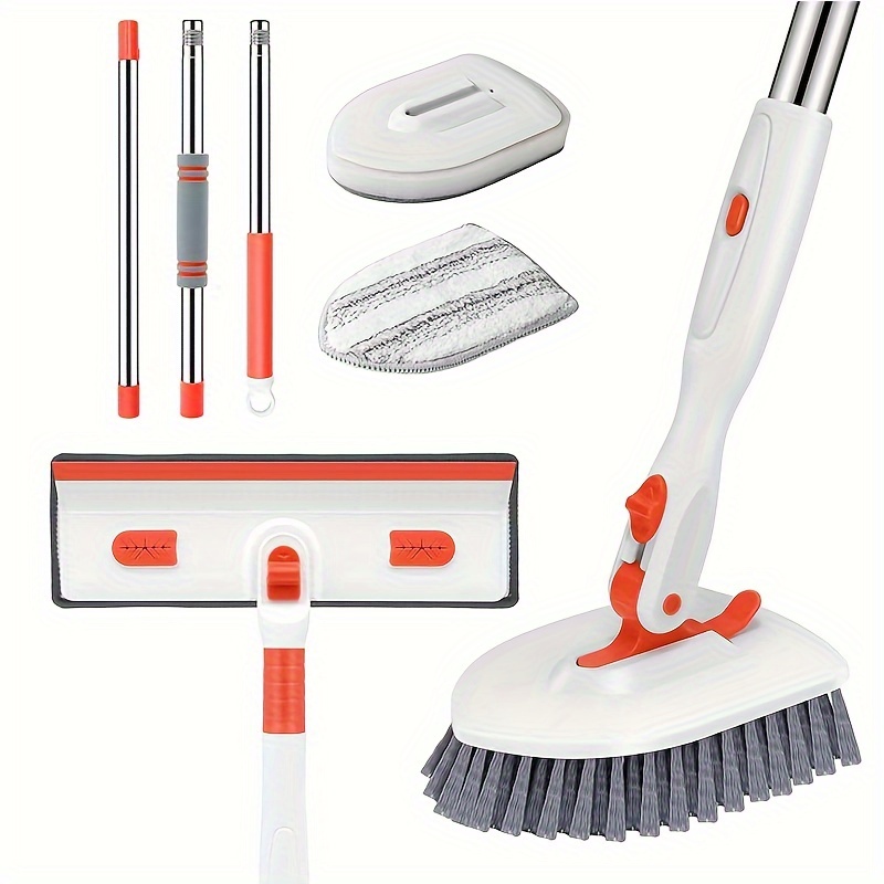 

Floor Scrub Brush, 3-in-1 Tile Tub Floor Scrubber With 52-inch Adjustable Long Handle Shower Cleaner Brush And 3 Detachable Replacement Brush Heads For Cleaning Bathroom Kitchen Walls Tub Tile