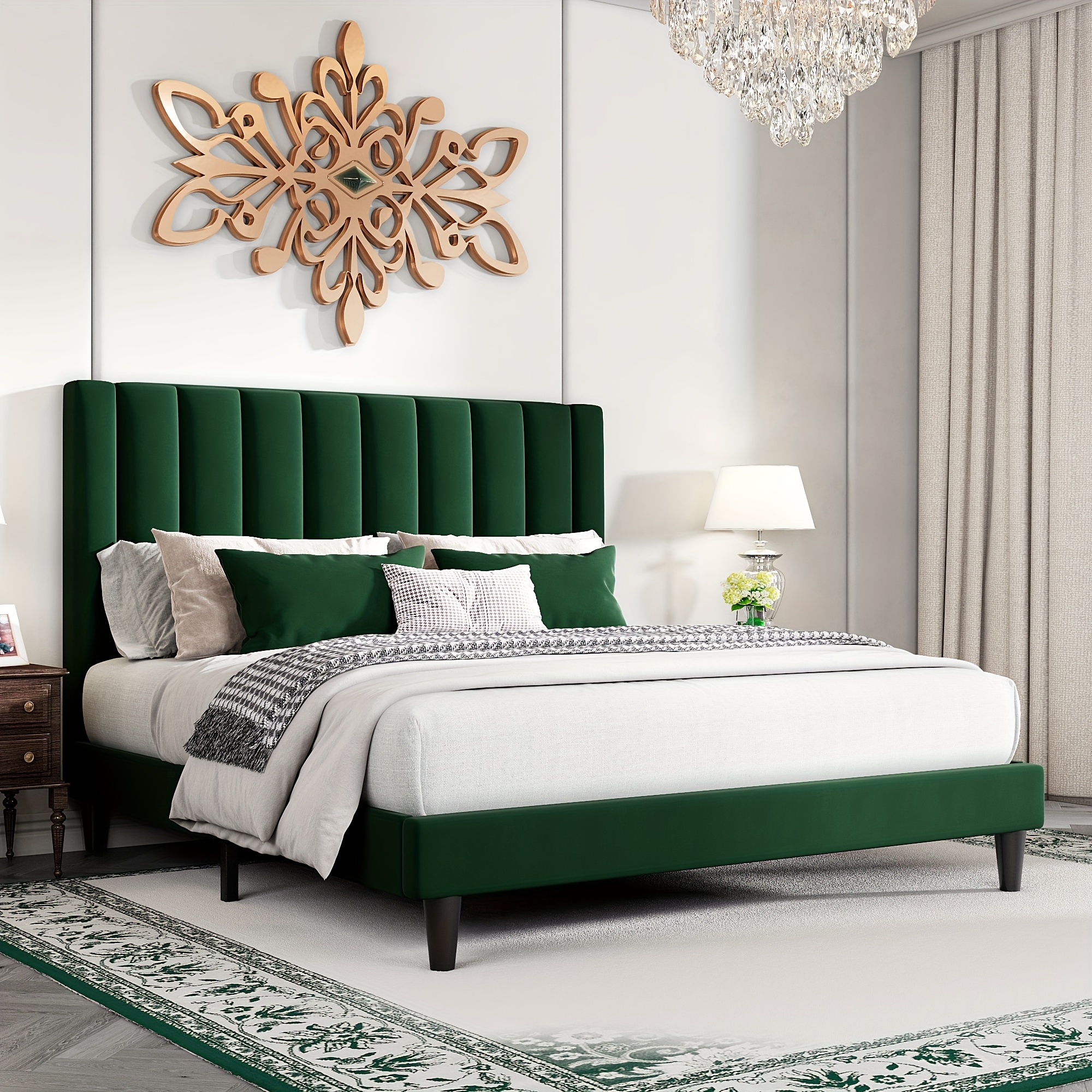 TEMU Hoomic Upholstered Bed Frame/ / Bed Frame/mattress Foundation/ Wooden Slats/box Optional/ /// Size