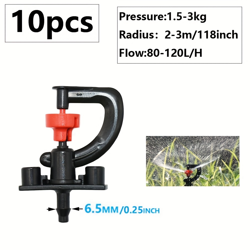 10pcs Micro Rotating Sprinkler Nozzles, 360-degree Adjustable Jet Stream - Ideal For Efficient Irrigation In Gardens,…: retailer-supplied image