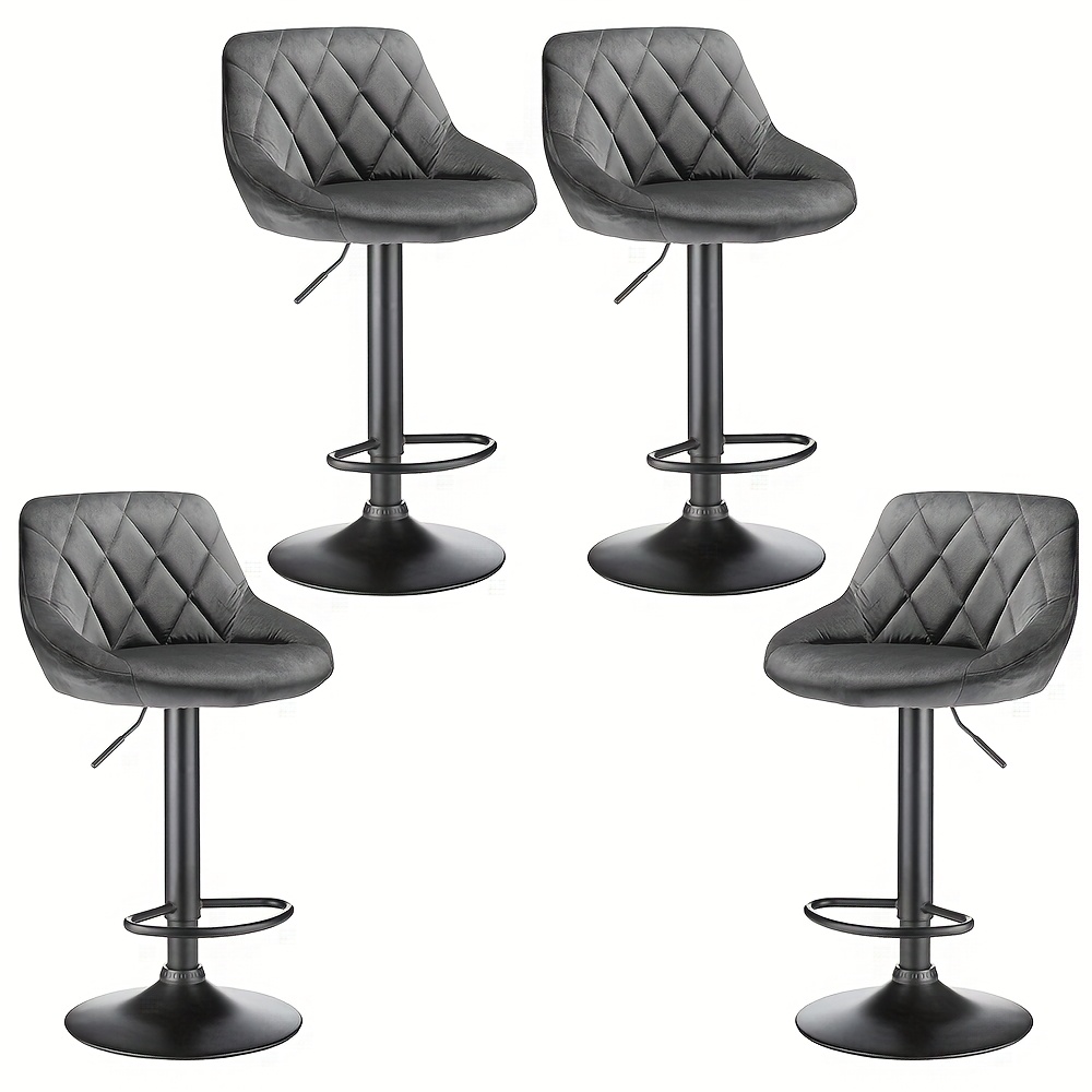 Image of 4pcs Adjustable Stool Set | Commercial-grade Height-adjustable Stools For Restaurants, Cafes & Hospitality, Heavy-duty Design With Ergonomic Support & Luxe Fabric