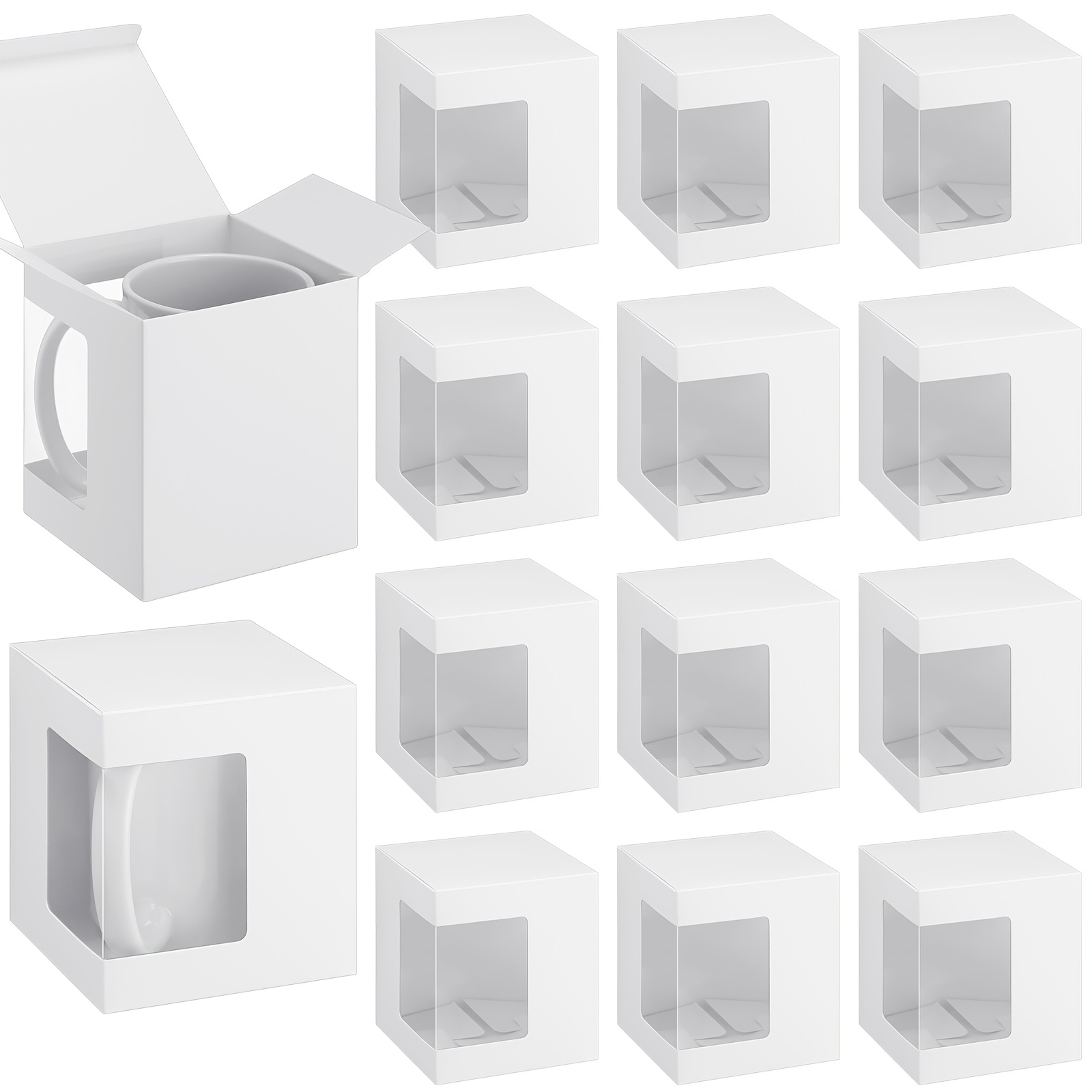 

24pcs Outus Clear Gift Boxes For 11oz, 12oz, 15oz Coffee Mugs, Transparent Ceramic Cup Packaging, With Window, For Sublimation Mugs, Blank Mug Gift Packaging Set