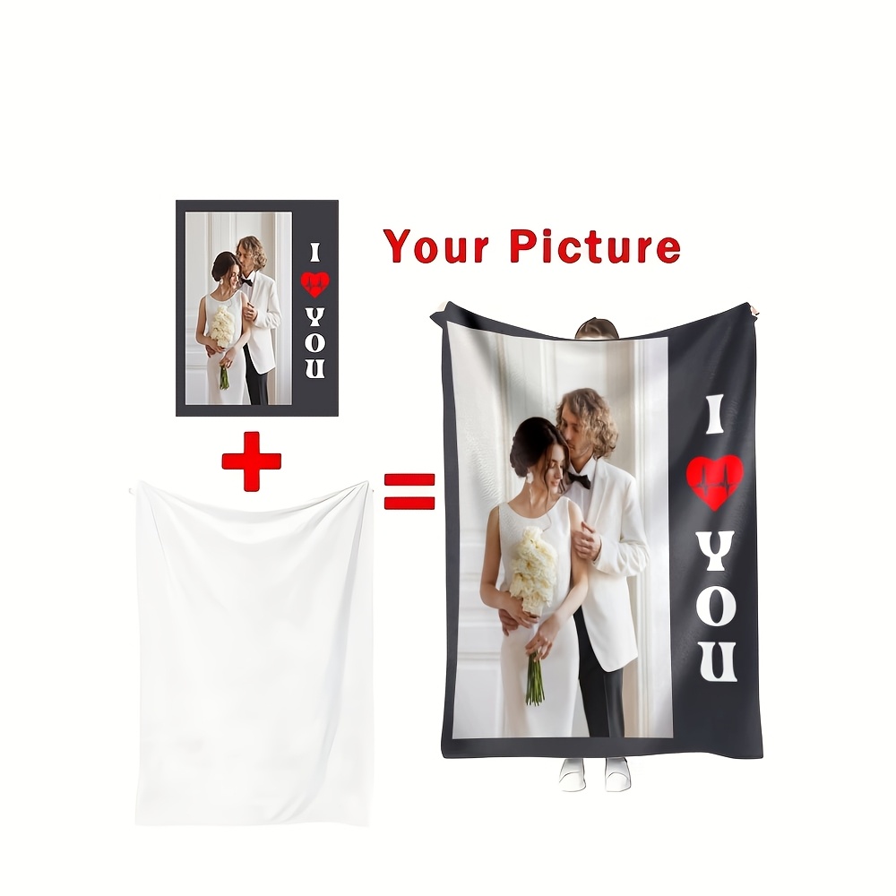 Personalized Custom Photo Flannel Blanket, Valentine's Gift
