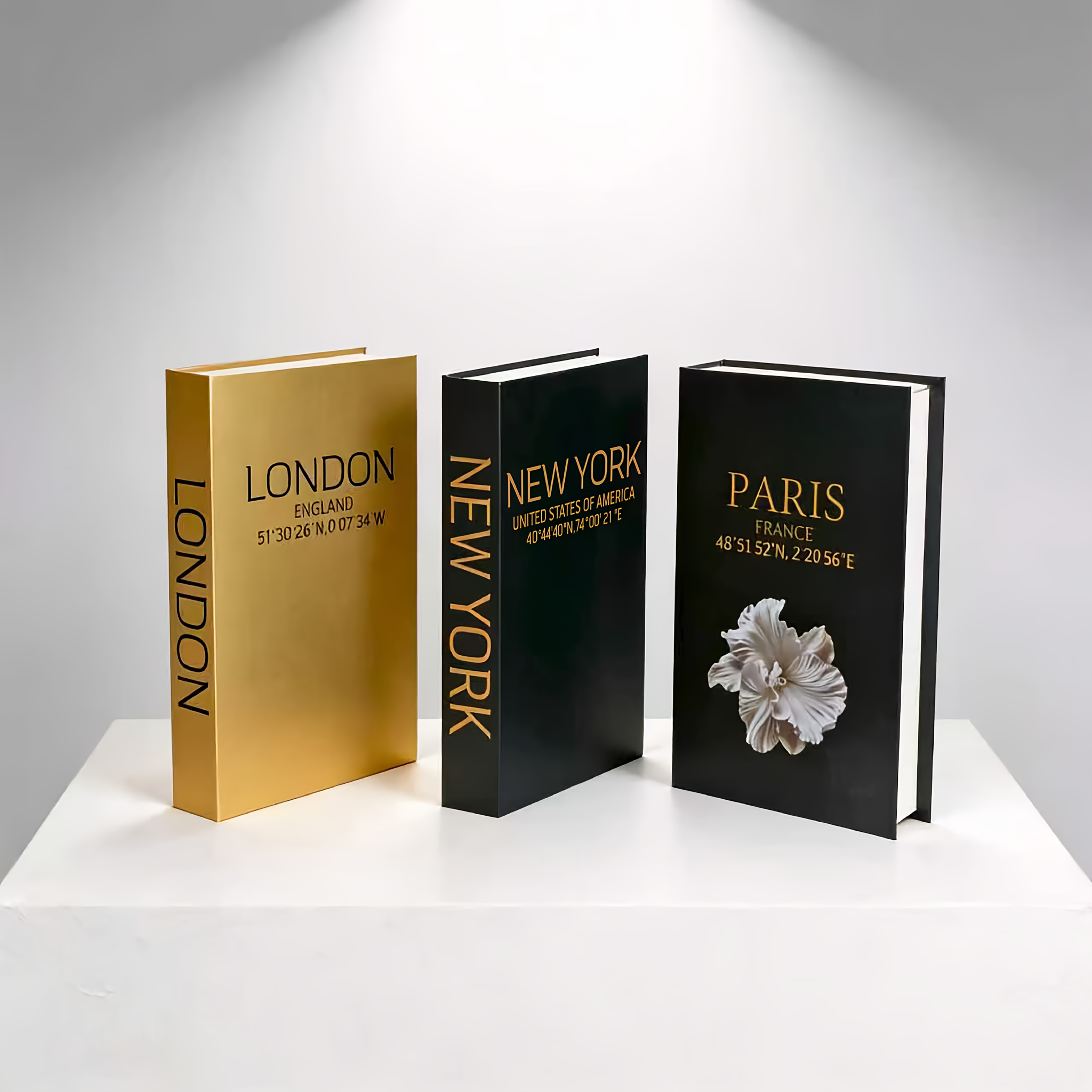 TEMU 3pcs Light Luxury Fake Book Decorations, Black And Golden Combo For An Look, Realistic Books With Exquisite , Stackable For Bookshelves, Decor