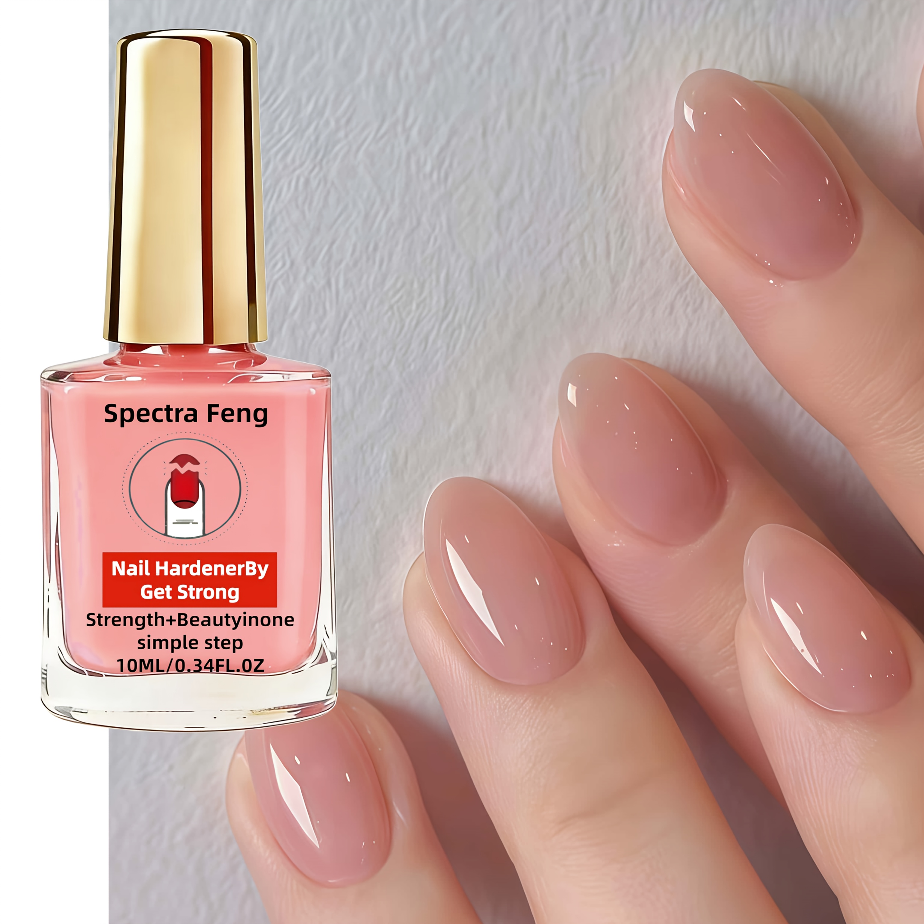 Pink - 10ml Nail Strengthener, Long-lasting Gloss, Natural Drying
