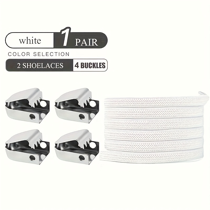 TEMU 1-pair Pack No-tie Elastic Lazy Shoelaces, Unisex, Flat Shoelaces, Suitable For Casual Shoes, Board Shoes & Sneakers
