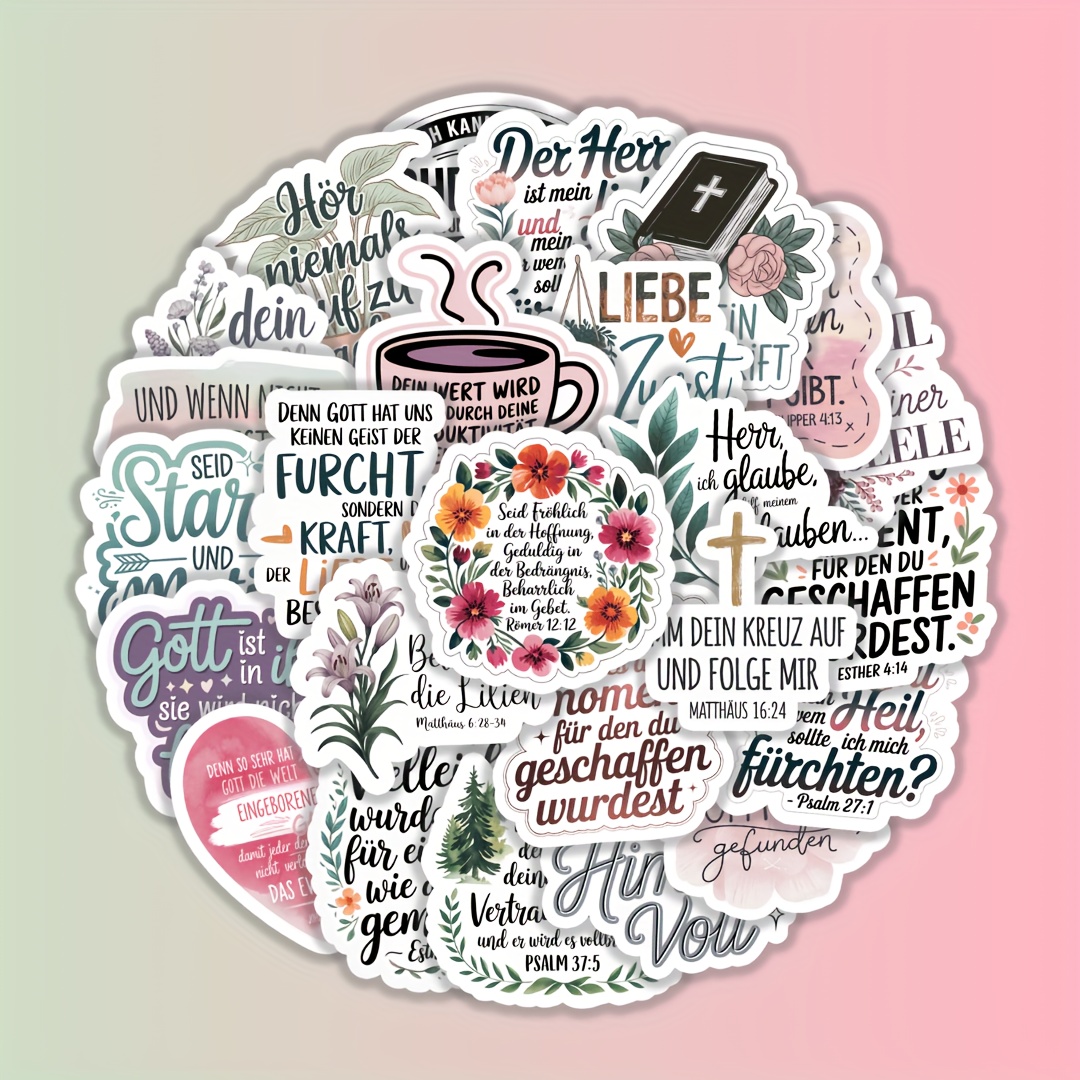 25pcs German Bible Self Adhesive Sticker Set Elegant Realistic Floral Plant Scroll Outlines Ideal For Surfboard And Creative Gift Cycling Stickers And Decals Bicycle Stickers