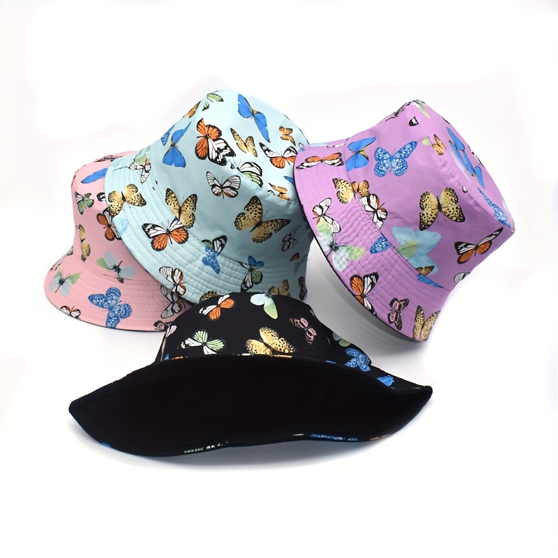Colorful Butterfly Bucket Hat Cute Cartoon Printed - Temu
