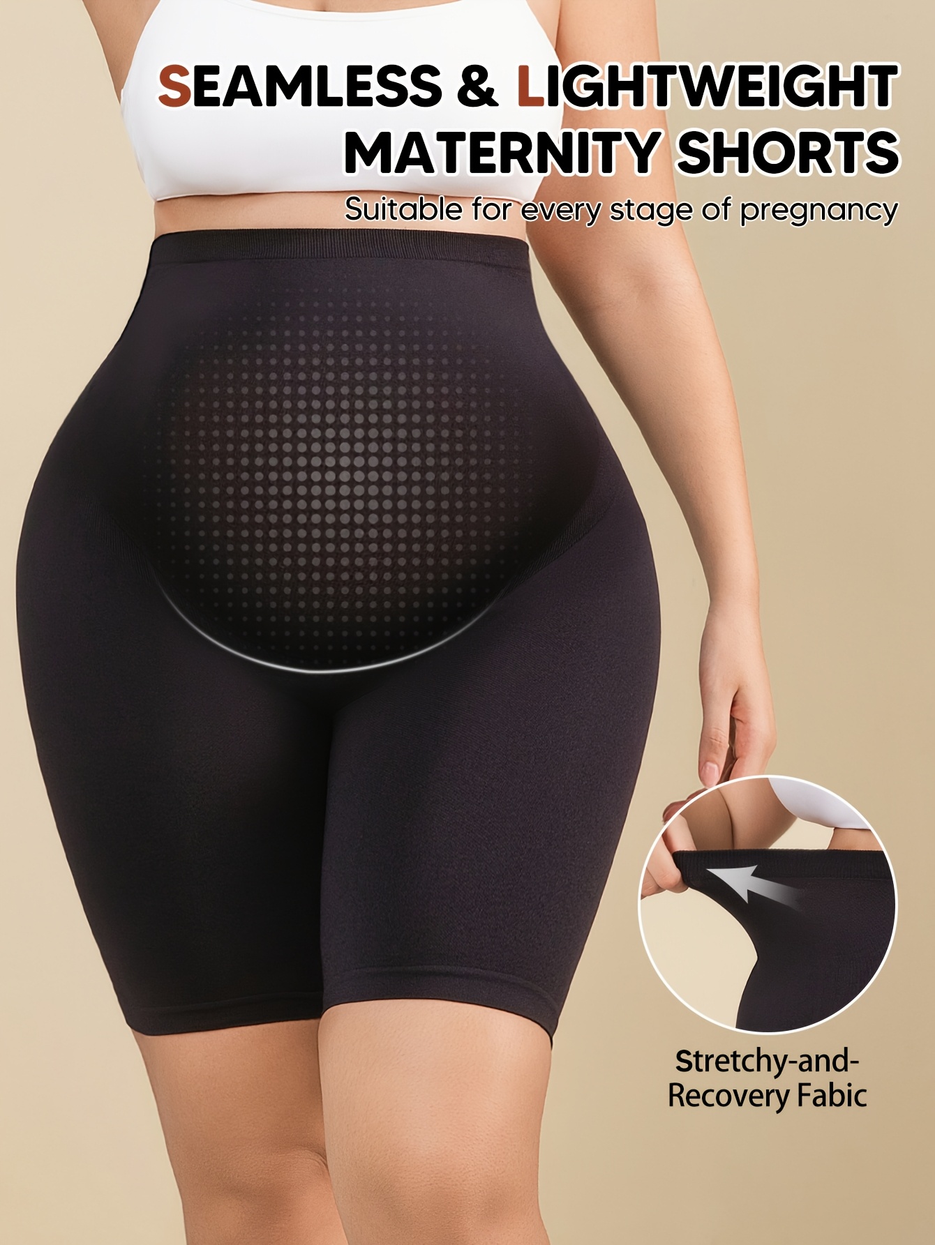 Women's Full Pregnancy Belly Maternity Leggings - Soft Non-Stretch Yoga Pants with Five-Point Fit (Waist/Back/Thigh/Hip/Leg) - Breathable All-Season Prenatal Workout & Casual Attire, Seamless Underwear-Like Design