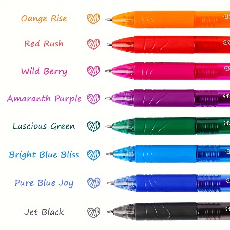 

Riancy 8 Color Side Button Erasable Gel Pen - Waterproof, Quick-drying, Personalized, Transparent Ink Level, Medium Point