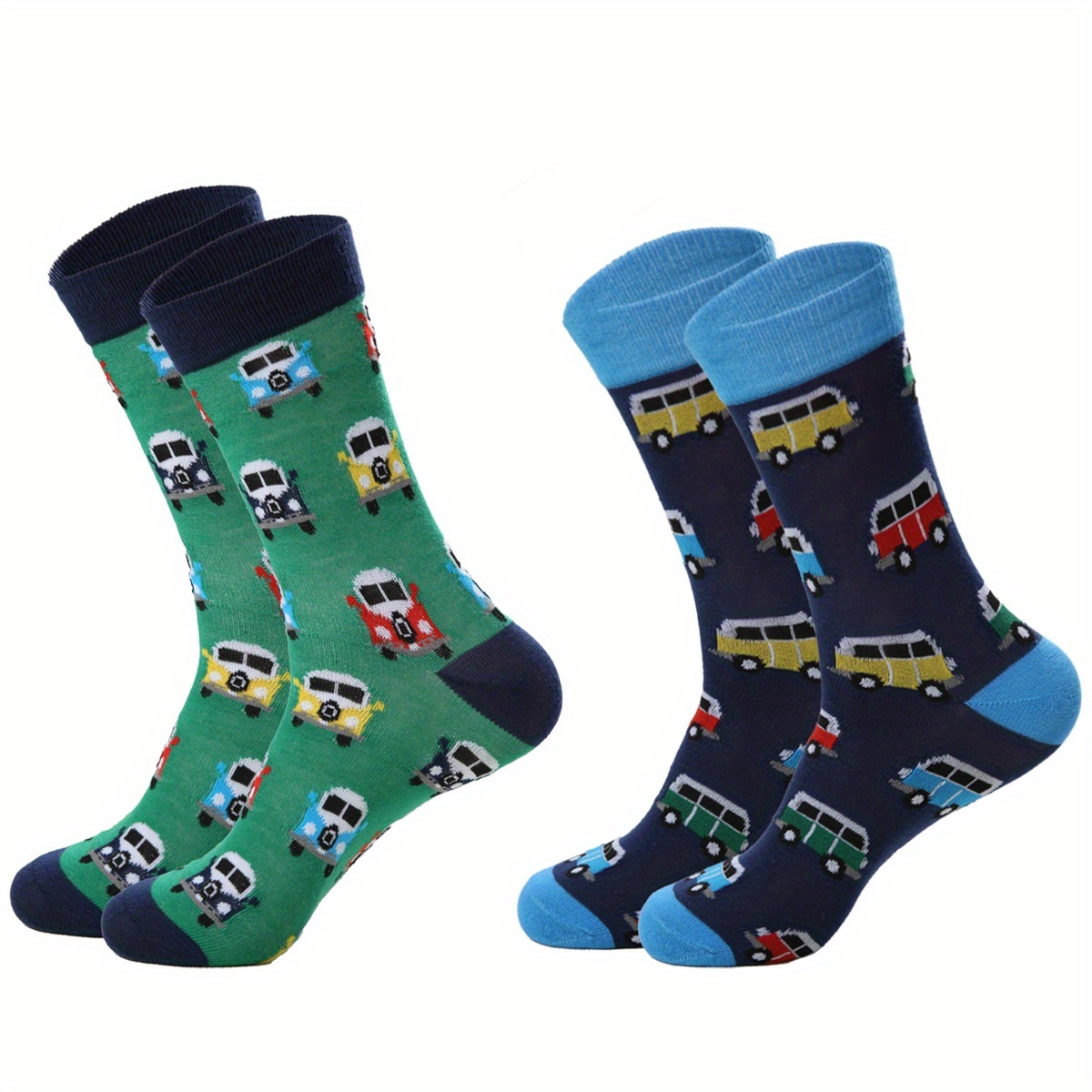 E-shop 1/2 Paar Herren Herbst- Winter-Persönlichkeits--Fun-Autos, LKWs, Kontrastfarben-Mittellange Socken, Herren-Sportsocken, Mittellang, geeignet für