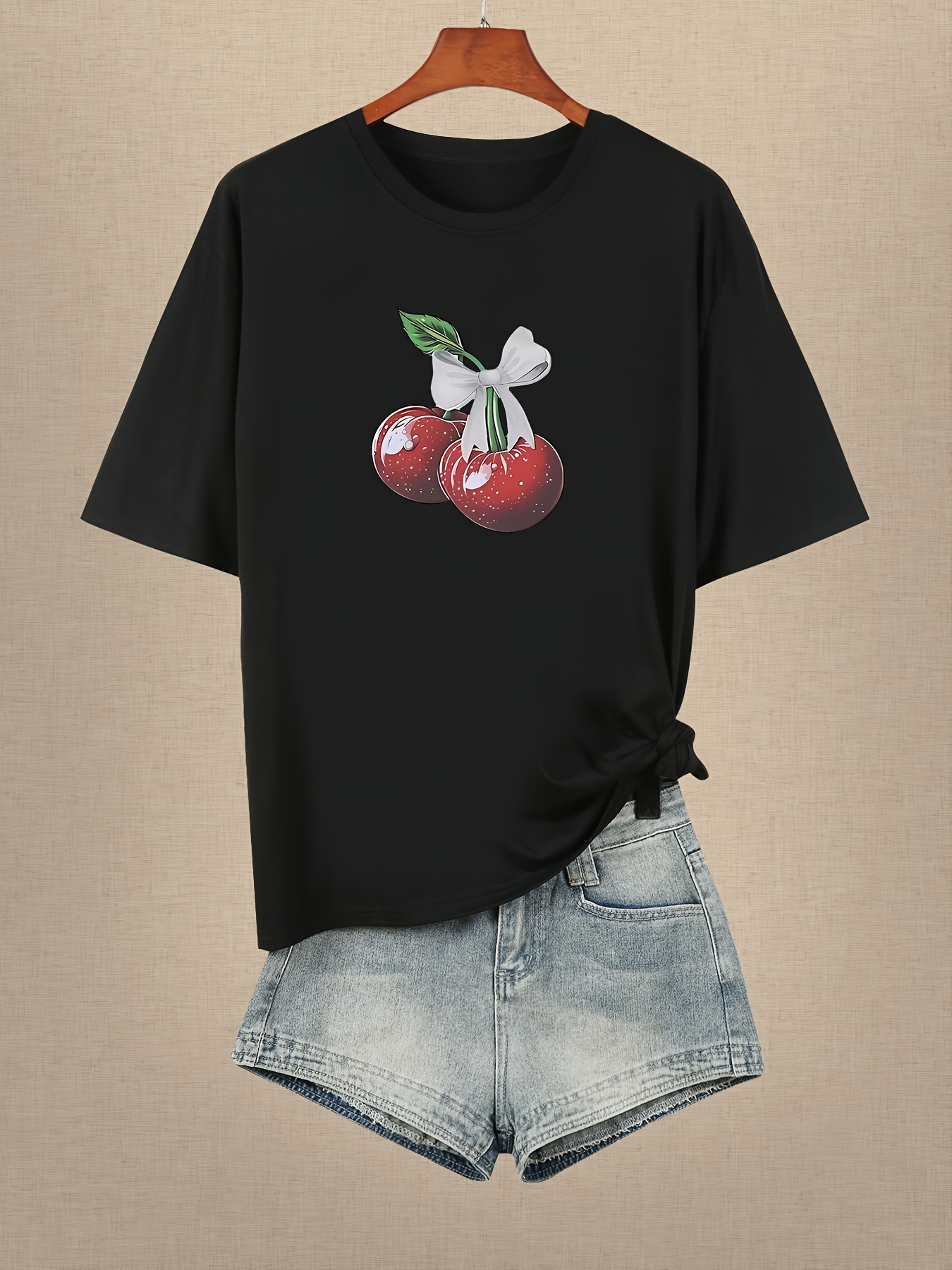 Cherry Print Sleeveless Bodycon Tank Top Cute Summer High - Temu Canada