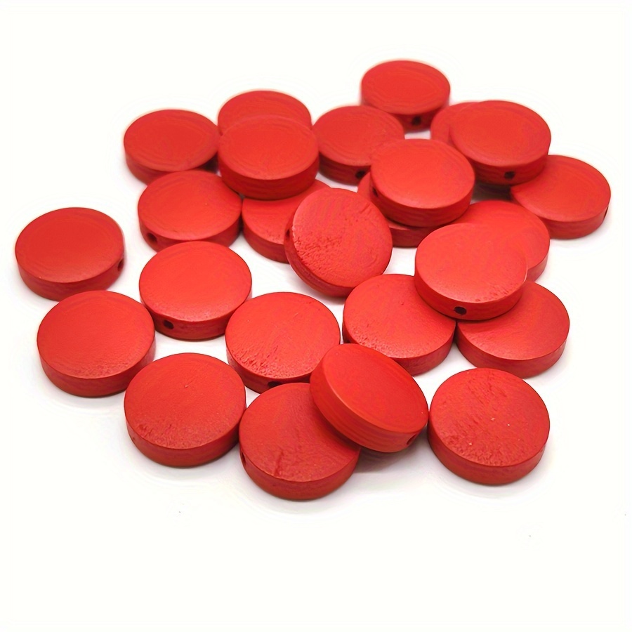 20pcs Flat Round Wooden Beads for DIY Jewellery Making