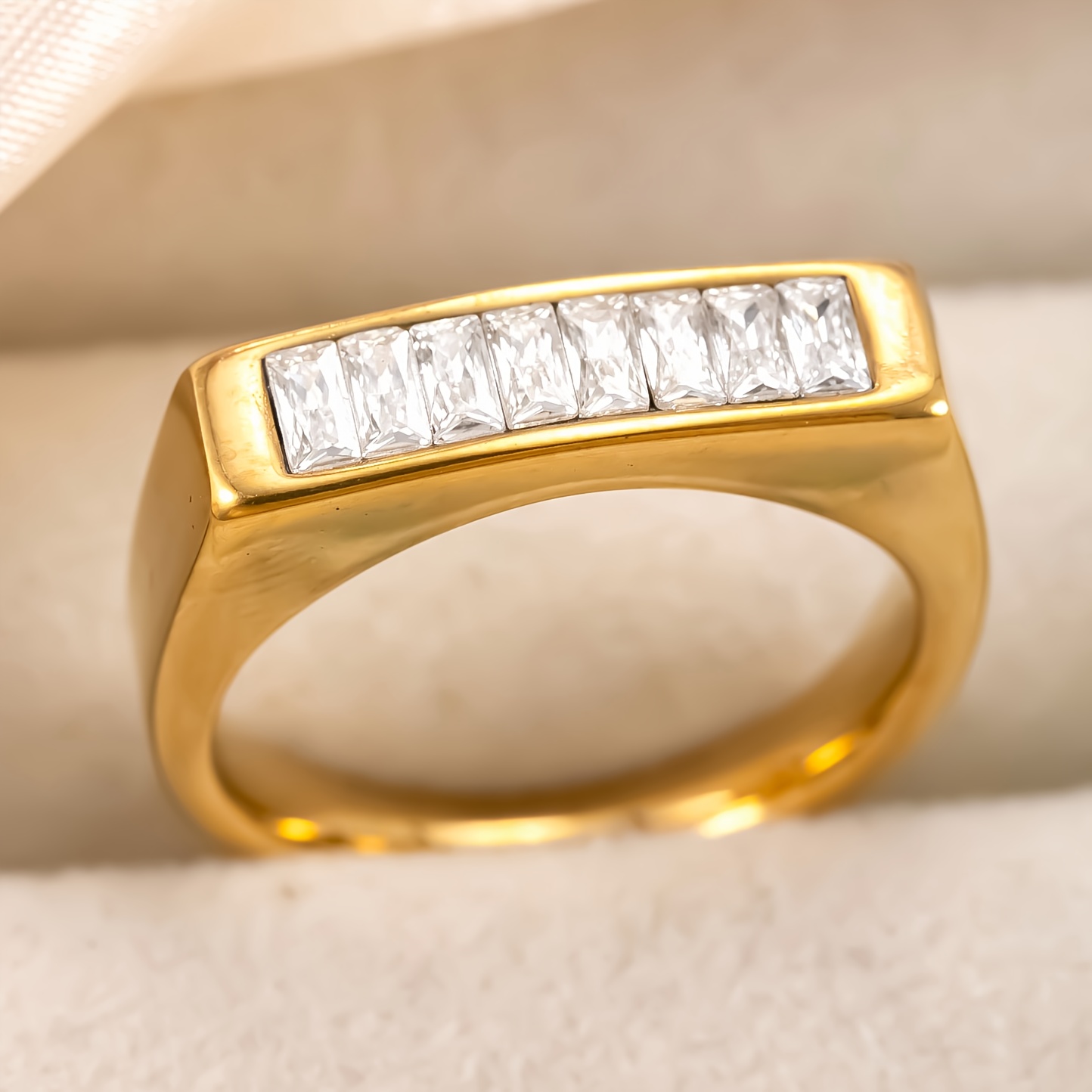 Gold Square Flat Top Diamond Ring