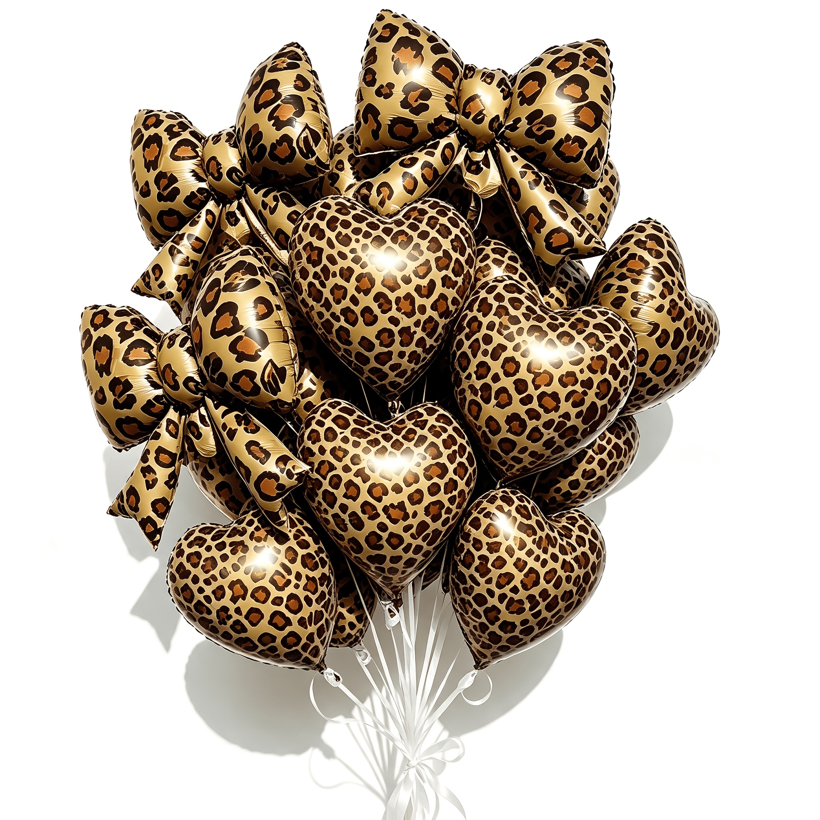 TEMU Lot de 12 ballons en feuille avec nœud de cœur à imprimé léopard, décoration de ballon pour fête sur le thème de pour anniversaire, mariage,