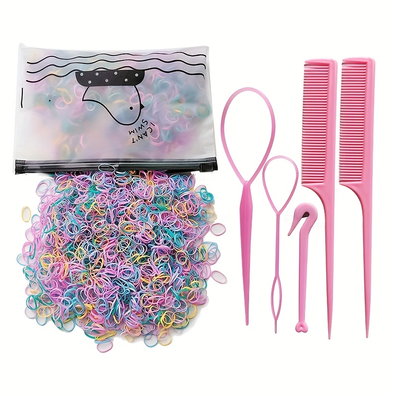 TEMU 1605pcs Color Hair Ties And Additions Set | Ideal For Travel, Parties, School, Featuring Comb And Braid Styling Tools, Abs Resin, Perfect Gift