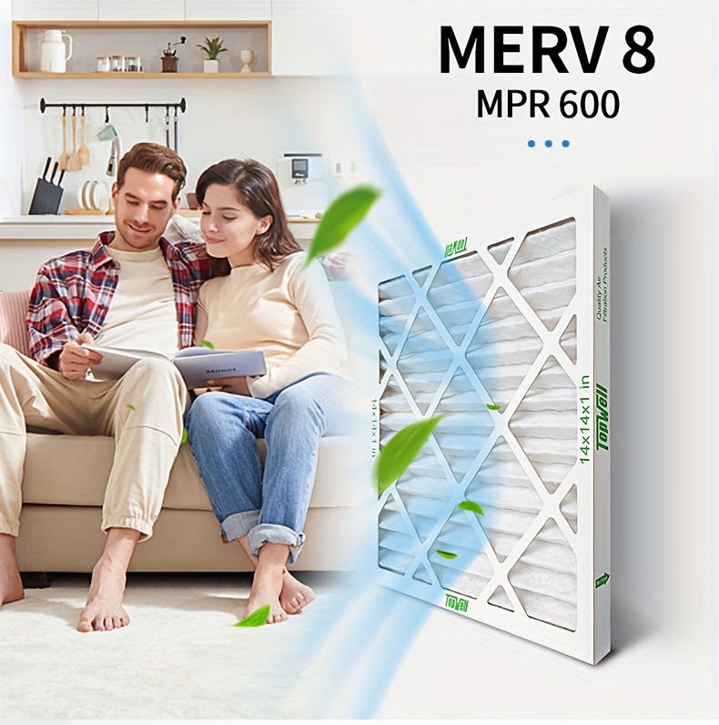     14x14x1 merv 8 pleated air filters 6 pack mpr 600 paper media compatible with hvac ac   details 0