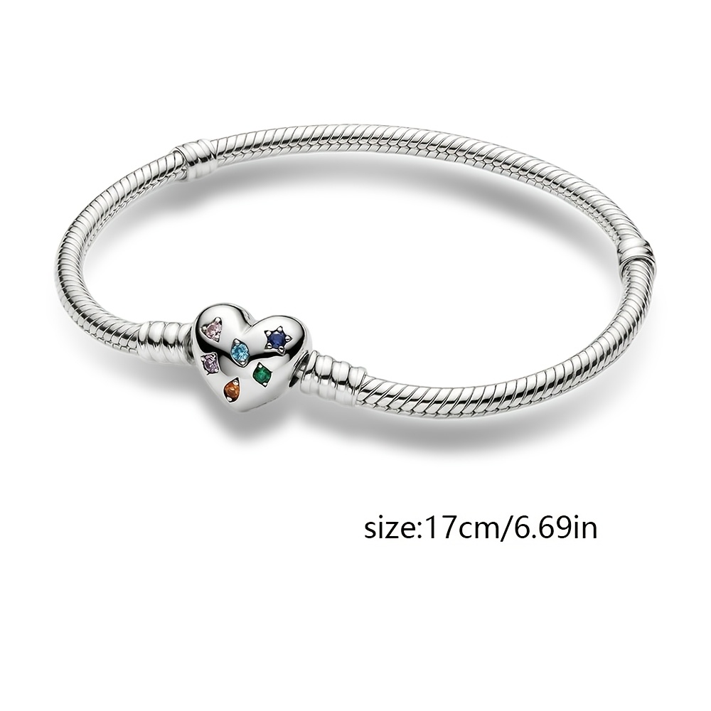 925 Silver-Plated Valentine's Day Multicolor Star and Heart Bracelet