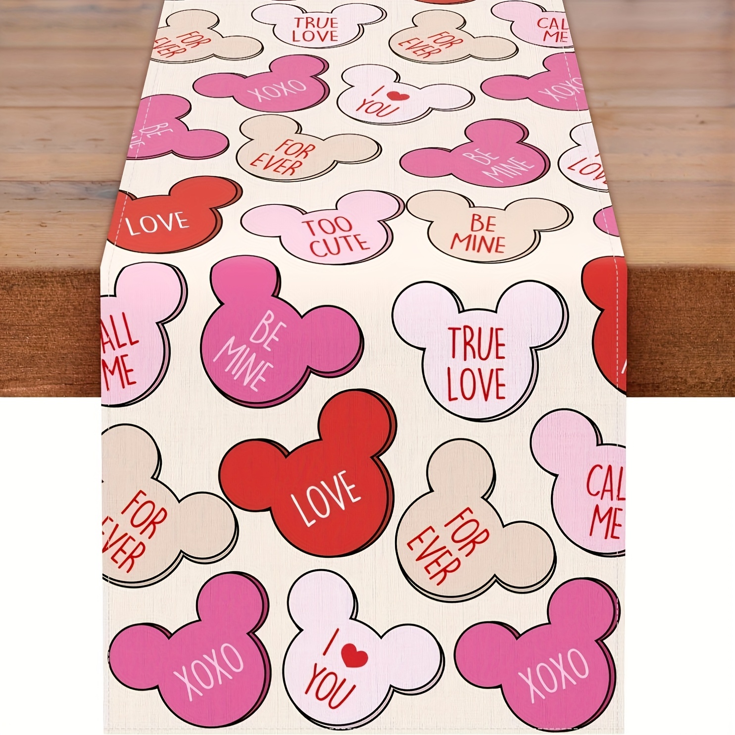 

1pc, Mouse 's Day Table Runner, Kitchen Table Runner, Anniversary Wedding Valentine Home Decor, Kitchen Table Decorations Indoor Family Party13 X 36, 13 X 48, 13 X 72, 13 X 108