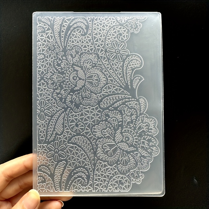 

Diy Greeting Card Embossing Template - Rose Lace & Floral Patterns, Plastic Craft Tool For Scrapbooking And Paper Art, White