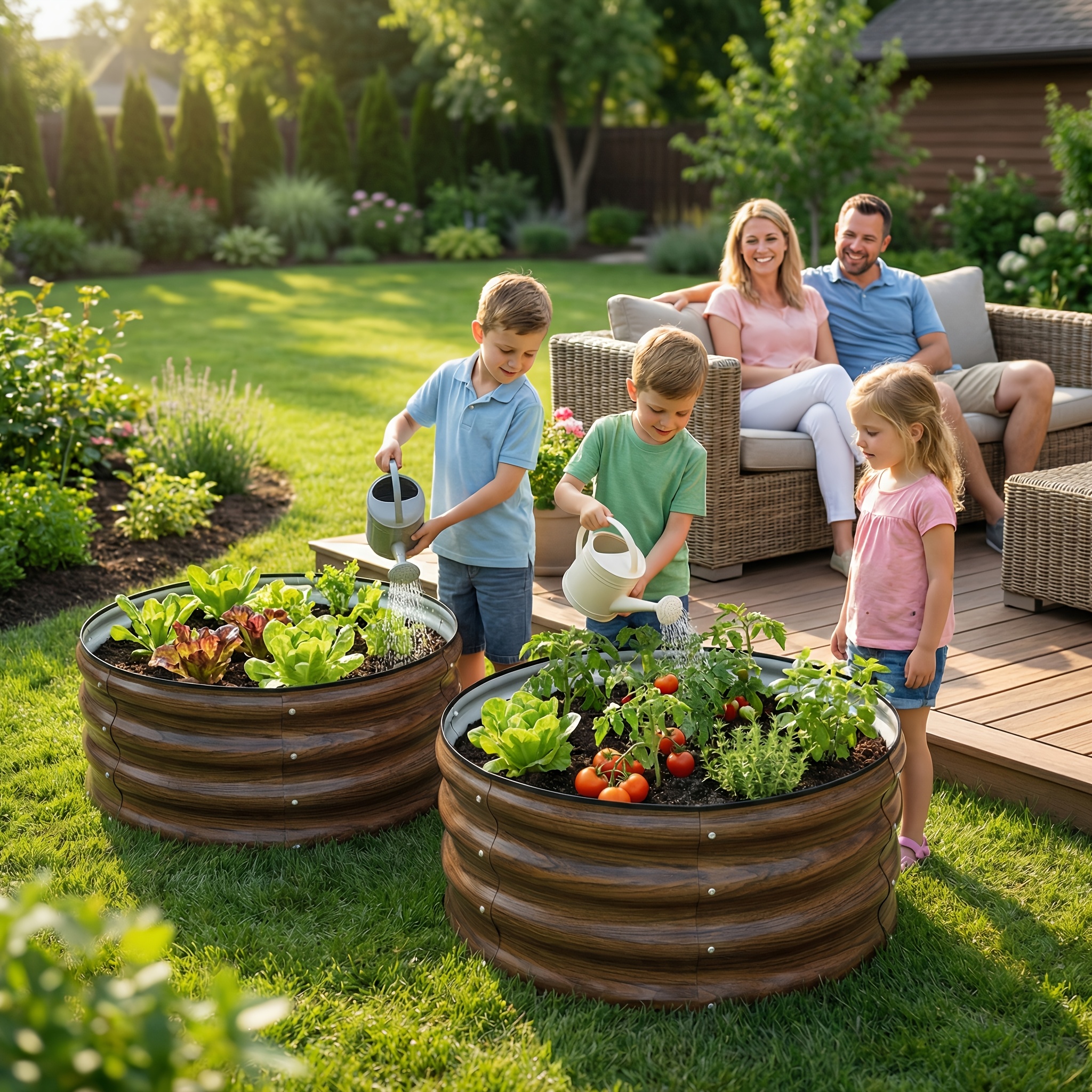 TEMU 2pcs 2x2x1ft Round Raised Garden Bed Kit, Metal Planter Box For Planting Plants Vegetables, Flowers